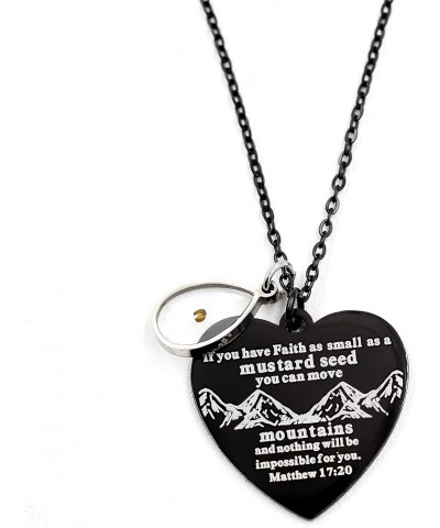 Bible Verse Cross Heart Double Sided Necklace If You Have Faith as Small as Mustard Seed You Can Move Mountains Matthew 17:20...