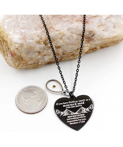 Bible Verse Cross Heart Double Sided Necklace If You Have Faith as Small as Mustard Seed You Can Move Mountains Matthew 17:20...