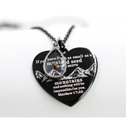 Bible Verse Cross Heart Double Sided Necklace If You Have Faith as Small as Mustard Seed You Can Move Mountains Matthew 17:20...