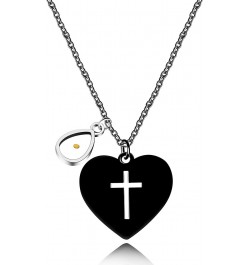 Bible Verse Cross Heart Double Sided Necklace If You Have Faith as Small as Mustard Seed You Can Move Mountains Matthew 17:20...