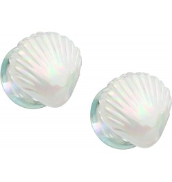 Iridescent White Shell Glass Double Flared Plugs, Sold As Pair 25mm (1") $9.69 Body Jewelry