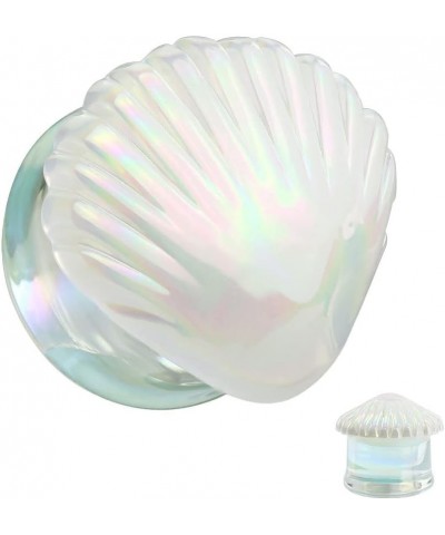 Iridescent White Shell Glass Double Flared Plugs, Sold As Pair 25mm (1") $9.69 Body Jewelry