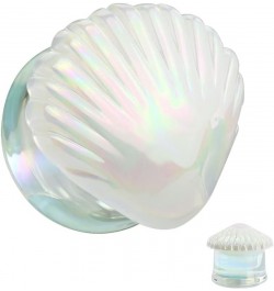 Iridescent White Shell Glass Double Flared Plugs, Sold As Pair 25mm (1") $9.69 Body Jewelry