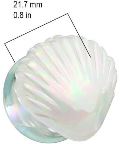 Iridescent White Shell Glass Double Flared Plugs, Sold As Pair 25mm (1") $9.69 Body Jewelry