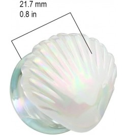 Iridescent White Shell Glass Double Flared Plugs, Sold As Pair 25mm (1") $9.69 Body Jewelry