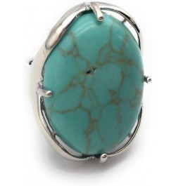 Natural Stone Rings Precious Oval Shaped Gemstone Jewelry For Women Anniversary Birthday Wedding Gift Green Turquoise $10.39 ...