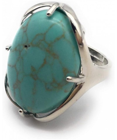 Natural Stone Rings Precious Oval Shaped Gemstone Jewelry For Women Anniversary Birthday Wedding Gift Green Turquoise $10.39 ...