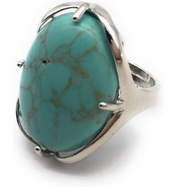 Natural Stone Rings Precious Oval Shaped Gemstone Jewelry For Women Anniversary Birthday Wedding Gift Green Turquoise $10.39 ...