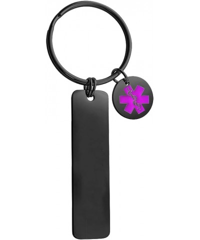 Medical Alert Jewelry Stainless Steel Rectangle Pendant Keychain Charm Black( Pink Logo) tree nut allergy $9.27 Necklaces