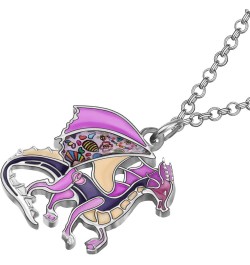 Enamel Fantasy Dragon Dinosaur Necklaces Pendant for Women Jewelry Lucky Symbol Purple $8.95 Necklaces