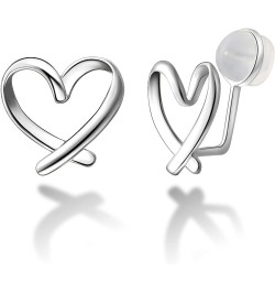 925 Sterling Silver Clip on Earrings No Piercing Ear Cuffs Heart Clip Earrings for Women Girls Valentines Day Gifts Silver $7...