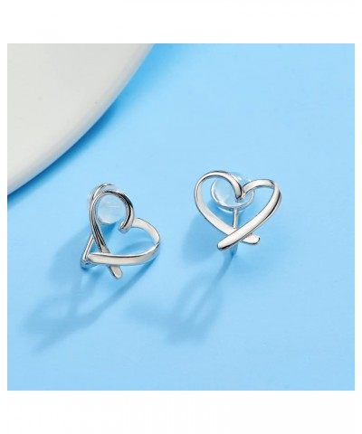 925 Sterling Silver Clip on Earrings No Piercing Ear Cuffs Heart Clip Earrings for Women Girls Valentines Day Gifts Silver $7...