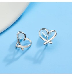 925 Sterling Silver Clip on Earrings No Piercing Ear Cuffs Heart Clip Earrings for Women Girls Valentines Day Gifts Silver $7...