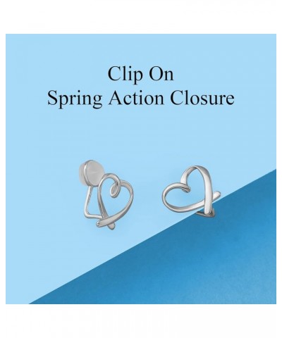 925 Sterling Silver Clip on Earrings No Piercing Ear Cuffs Heart Clip Earrings for Women Girls Valentines Day Gifts Silver $7...