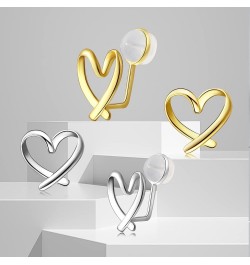 925 Sterling Silver Clip on Earrings No Piercing Ear Cuffs Heart Clip Earrings for Women Girls Valentines Day Gifts Silver $7...