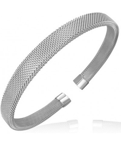 Stainless Steel Mesh Cable Womens Open End Bangle Bracelet White $8.84 Bracelets