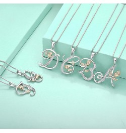 Initial Necklace for Women Girls Sterling Silver Letters 26 Alphabet Pendant Rose Flower Jewelry Gifts for Family Sisters Fri...