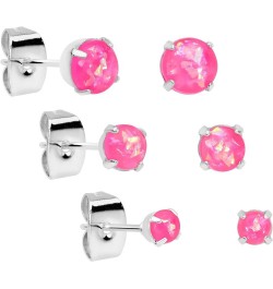 Stainless Steel Iridescent Stud Earrings Set of 3 Pierced Post Fashion Earrings Women Pink $12.73 Earrings