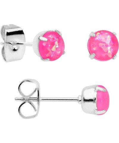 Stainless Steel Iridescent Stud Earrings Set of 3 Pierced Post Fashion Earrings Women Pink $12.73 Earrings