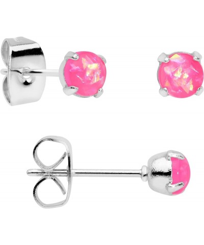 Stainless Steel Iridescent Stud Earrings Set of 3 Pierced Post Fashion Earrings Women Pink $12.73 Earrings