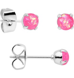 Stainless Steel Iridescent Stud Earrings Set of 3 Pierced Post Fashion Earrings Women Pink $12.73 Earrings