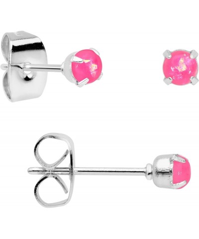 Stainless Steel Iridescent Stud Earrings Set of 3 Pierced Post Fashion Earrings Women Pink $12.73 Earrings