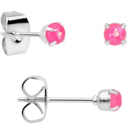 Stainless Steel Iridescent Stud Earrings Set of 3 Pierced Post Fashion Earrings Women Pink $12.73 Earrings