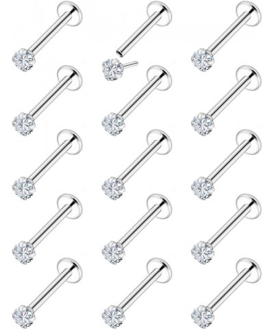 20G Push in Theadless Nose Rings Studs Surgical Steel Hypoallergenic Nose Rings Studs Piercing Jewelry for Women Men Diamond ...