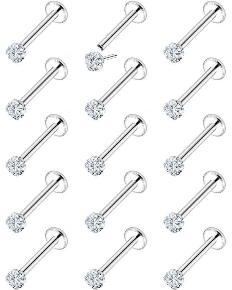 20G Push in Theadless Nose Rings Studs Surgical Steel Hypoallergenic Nose Rings Studs Piercing Jewelry for Women Men Diamond ...