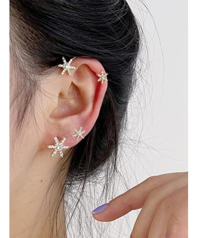 Zircon Butterfly Snowflake Clover Ear Cuff Earrings No Piercing Ear Clip Wrap Crawler Climber Earrings Inlaid Rhinestone Ear ...