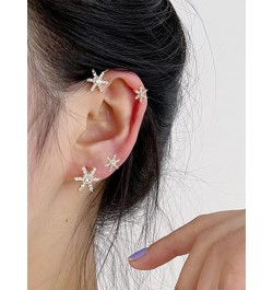 Zircon Butterfly Snowflake Clover Ear Cuff Earrings No Piercing Ear Clip Wrap Crawler Climber Earrings Inlaid Rhinestone Ear ...