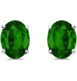 Art Deco Oval Wedding Engagement Bridal Stud Earrings Simulated Cubic Zirconia 925 Sterling Silver-8mmx6mm Simulated Green Em...