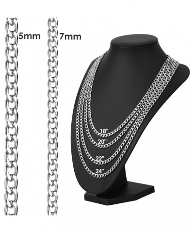 5mm/7mm Cuban Link Chain for Men Women,316L Stainless Steel Mens Jewelry Hip Hop Necklaces 18"/20"/22"/24",Birthday Gifts Mot...