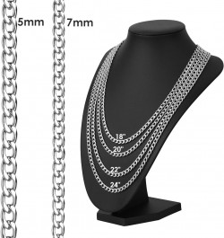 5mm/7mm Cuban Link Chain for Men Women,316L Stainless Steel Mens Jewelry Hip Hop Necklaces 18"/20"/22"/24",Birthday Gifts Mot...