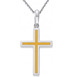 Enameled Cross Necklace in Sterling Silver, Small and Large Pendants, Made in America Large Pendant 18" Necklace Yellow Ename...