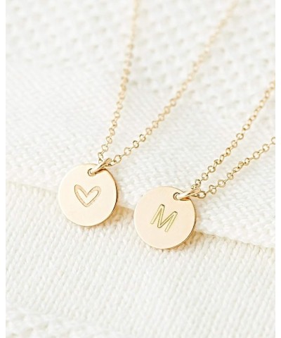 Gold Initial Necklace, 18K Gold Plated Stainless Steel Coin Engraved Heart Letter Necklace Name Necklace for Women Girls V $7...