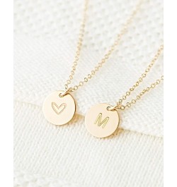 Gold Initial Necklace, 18K Gold Plated Stainless Steel Coin Engraved Heart Letter Necklace Name Necklace for Women Girls V $7...