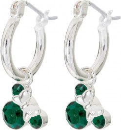 Minnie Mouse Jewelry, Crystal Birthstone Silver Plated Hoop Dangle Earrings, Latch Back May-Emerald Green Crystal $26.54 Earr...