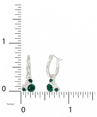 Minnie Mouse Jewelry, Crystal Birthstone Silver Plated Hoop Dangle Earrings, Latch Back May-Emerald Green Crystal $26.54 Earr...