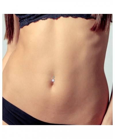 2pc 14g Crystal Double Gem Birthstone Belly Button Ring Surgical Steel Shallow Navel 6mm Clear $9.11 Body Jewelry