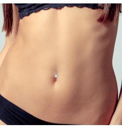 2pc 14g Crystal Double Gem Birthstone Belly Button Ring Surgical Steel Shallow Navel 6mm Clear $9.11 Body Jewelry