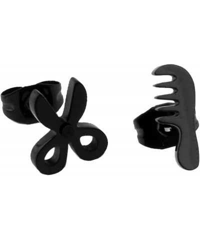 Hairdresser Stud Earrings Scissors and Comb Earrings Salon Owner Barber Hair Stylist Jewelry Earrings Black $10.43 Earrings