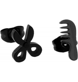 Hairdresser Stud Earrings Scissors and Comb Earrings Salon Owner Barber Hair Stylist Jewelry Earrings Black $10.43 Earrings