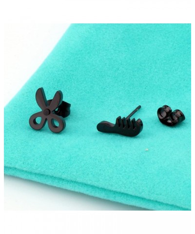 Hairdresser Stud Earrings Scissors and Comb Earrings Salon Owner Barber Hair Stylist Jewelry Earrings Black $10.43 Earrings