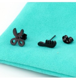 Hairdresser Stud Earrings Scissors and Comb Earrings Salon Owner Barber Hair Stylist Jewelry Earrings Black $10.43 Earrings