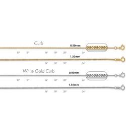 Curb Link Pendant Chain Necklace - 14K Yellow and White Gold - 10" 13" 16" 18" 20" 24" inches Length - 0.90mm and 1.30mm Widt...