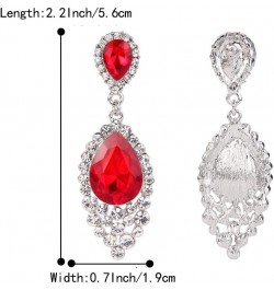 Women's Wedding Bridal Crystal Teardrop Cluster Beaded Chandelier Dangle Pierced Earrings Ruby Color Silver-Tone $10.12 Earrings