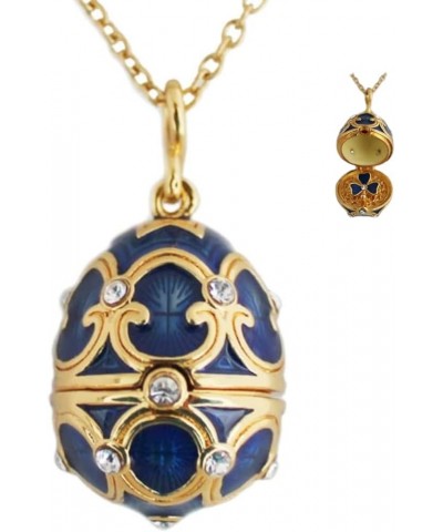 Faberge Egg Pendant Lucky Clover Necklace for Women, Gold Heart Locket Necklaces Birthday Gifts for Girls Wife & Mum Clover B...