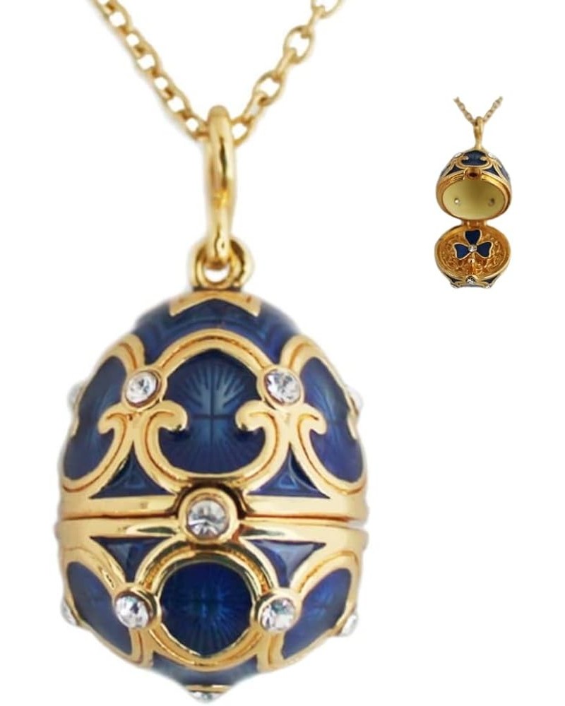 Faberge Egg Pendant Lucky Clover Necklace for Women, Gold Heart Locket Necklaces Birthday Gifts for Girls Wife & Mum Clover B...