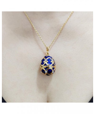 Faberge Egg Pendant Lucky Clover Necklace for Women, Gold Heart Locket Necklaces Birthday Gifts for Girls Wife & Mum Clover B...